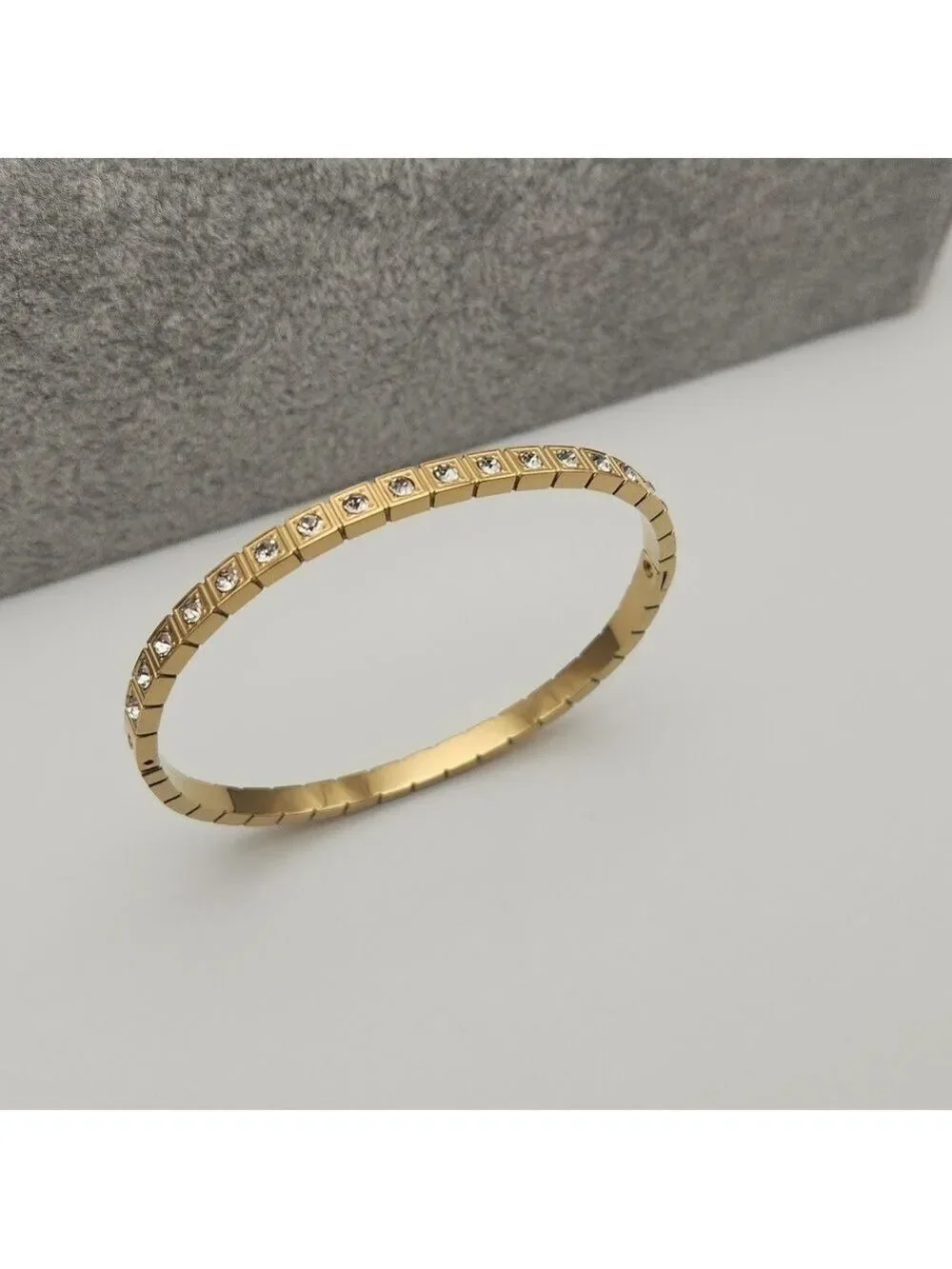 18K Gold Plated Tennis Bangle | Simulated Diamonds | Waterproof, Tarnish Proof